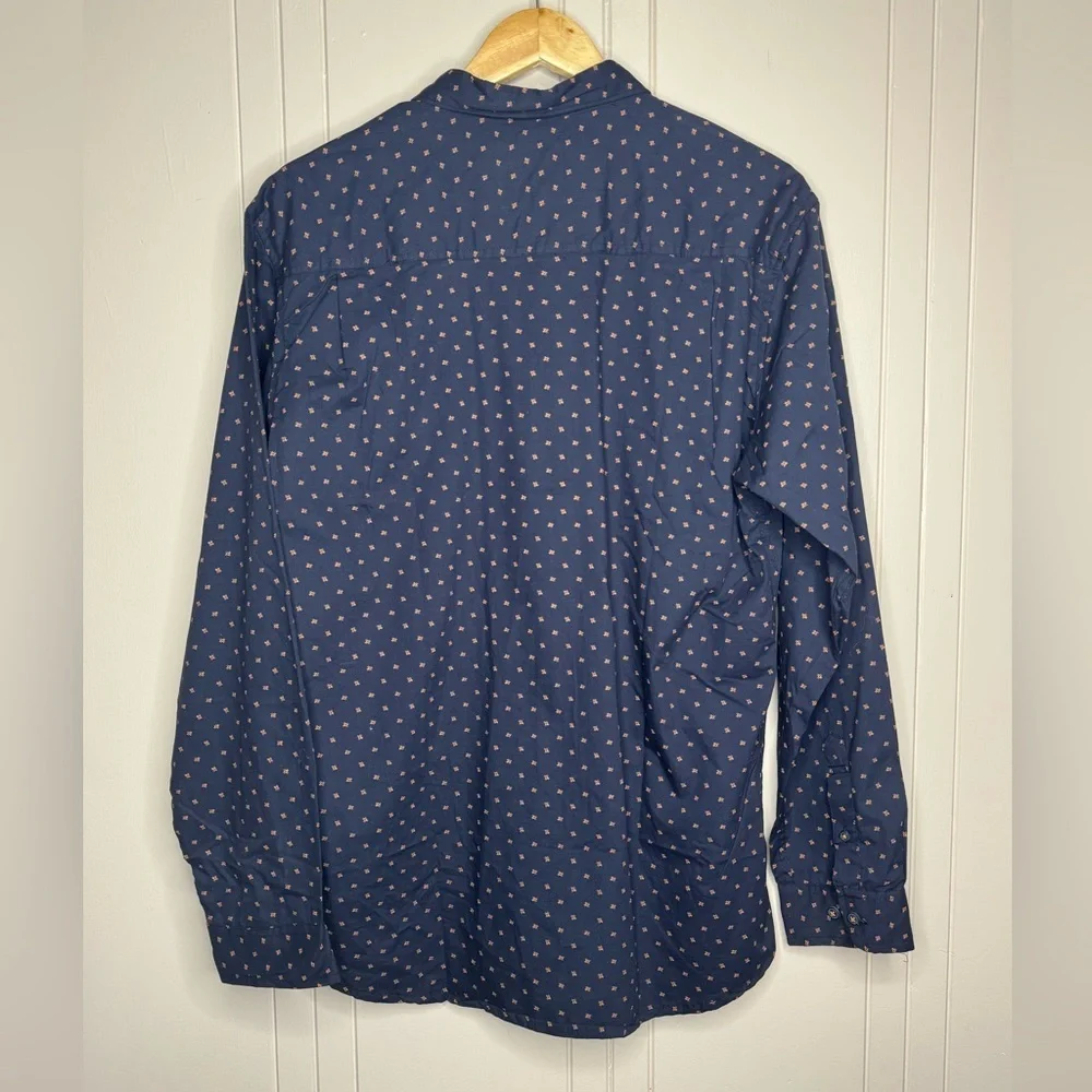 MBX Premium Goods XL/TG Blue/Peach long Sleeve Button Up Shirt - Picture 4 of 6